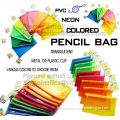 plastic clear transparent color pvc zipper pencilcase/pencil bag, New funny stationery eco friendly pvc plastic soft red pencil